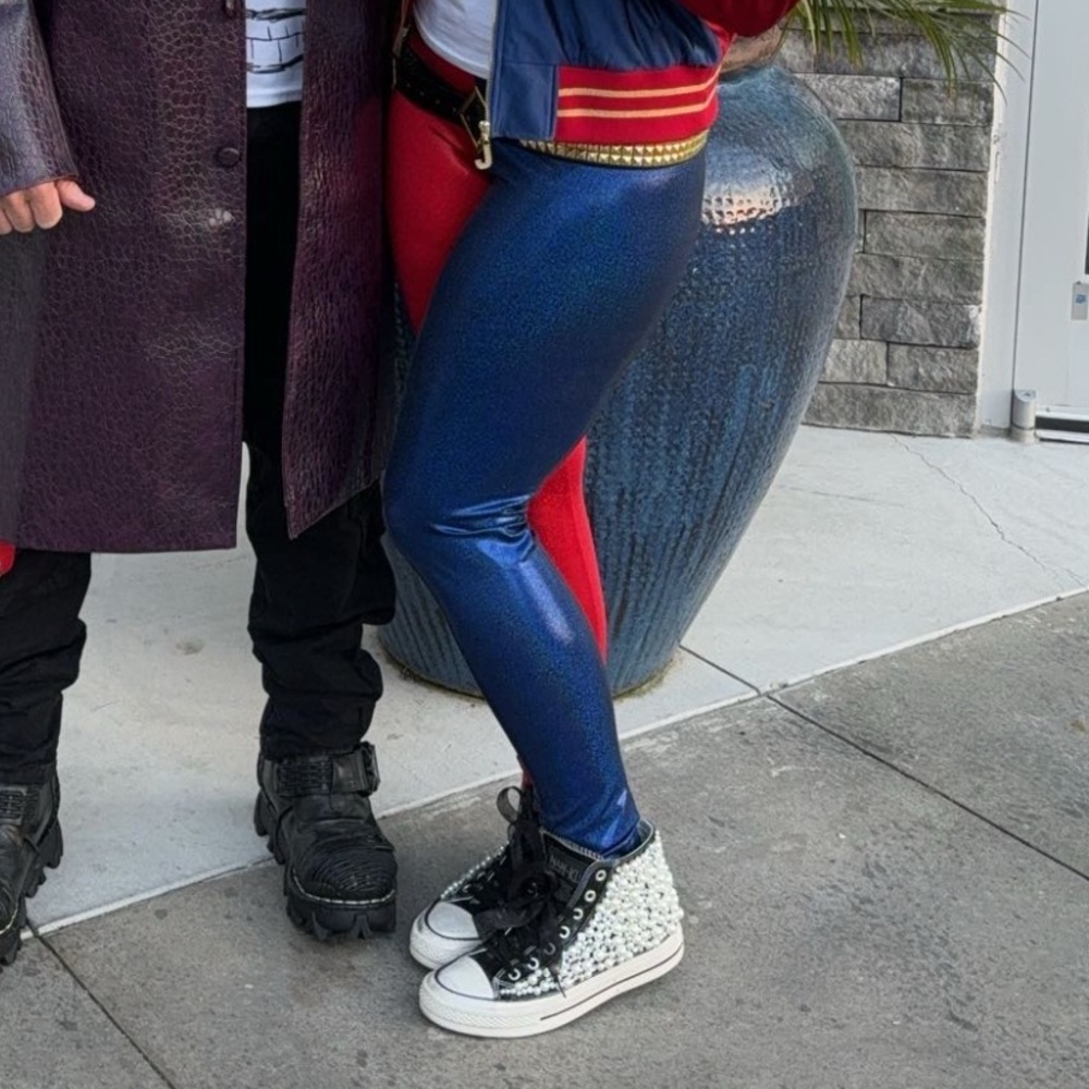 Harley Quinn Red and Blue Sparkle Women's Leggings